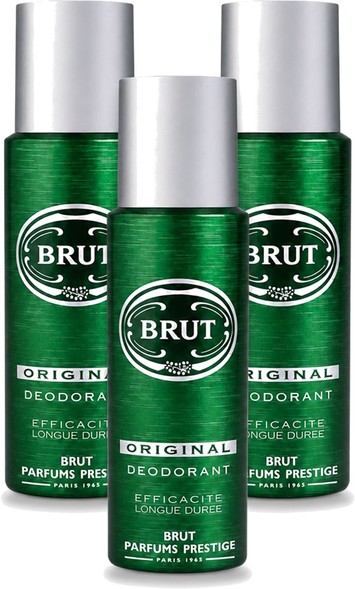 3 x Brut - Deodorant - Spray - Original - Langdurige frisheid - 200ml - Voordeelverpakking - 3 stuks