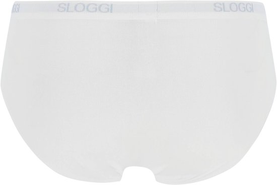 Achterkant van witte Sloggi midi slip, wit met Sloggi-band.