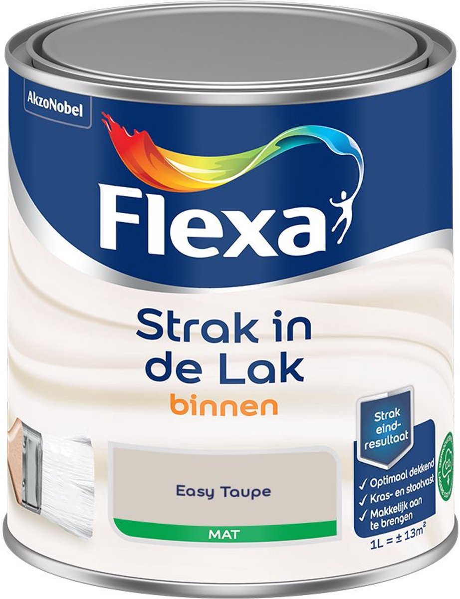 Flexa - Strak In De Lak Binnenlak Mat - Easy Taupe - 1 L - Kleur Van Het Jaar 2027