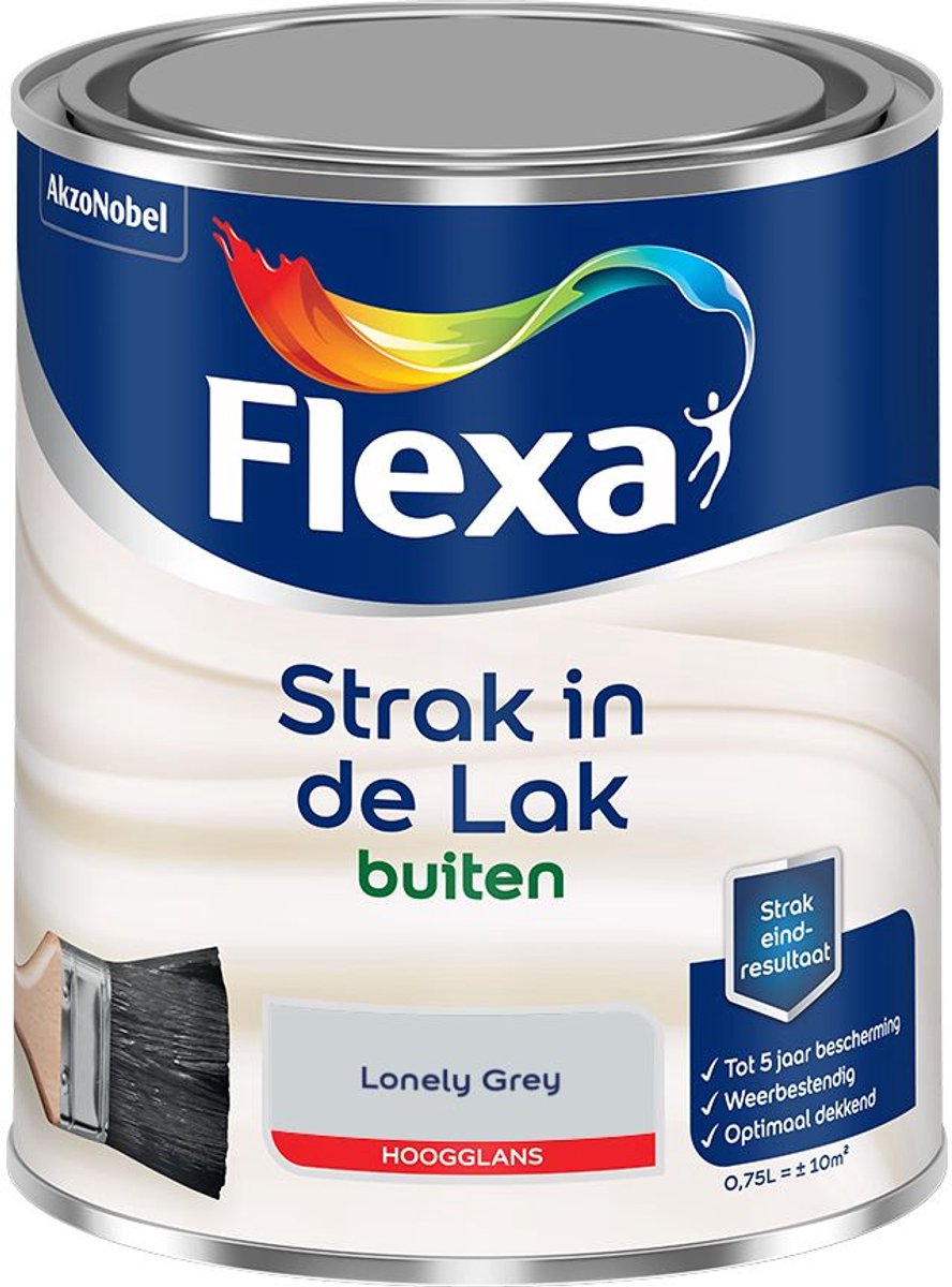 Flexa - Strak In De Lak Buitenlak Hoogglans - Lonely Grey - 750 Ml - Kleur Van Het Jaar 2027