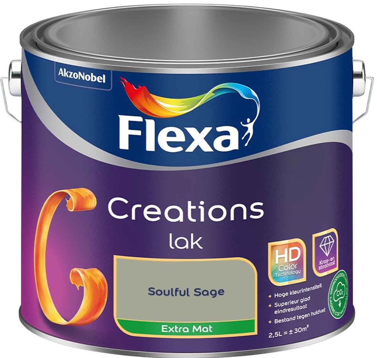 Flexa - Creations Lak Extra Mat - Soulful Sage - 2,5 L - Kleur Van Het Jaar 2027