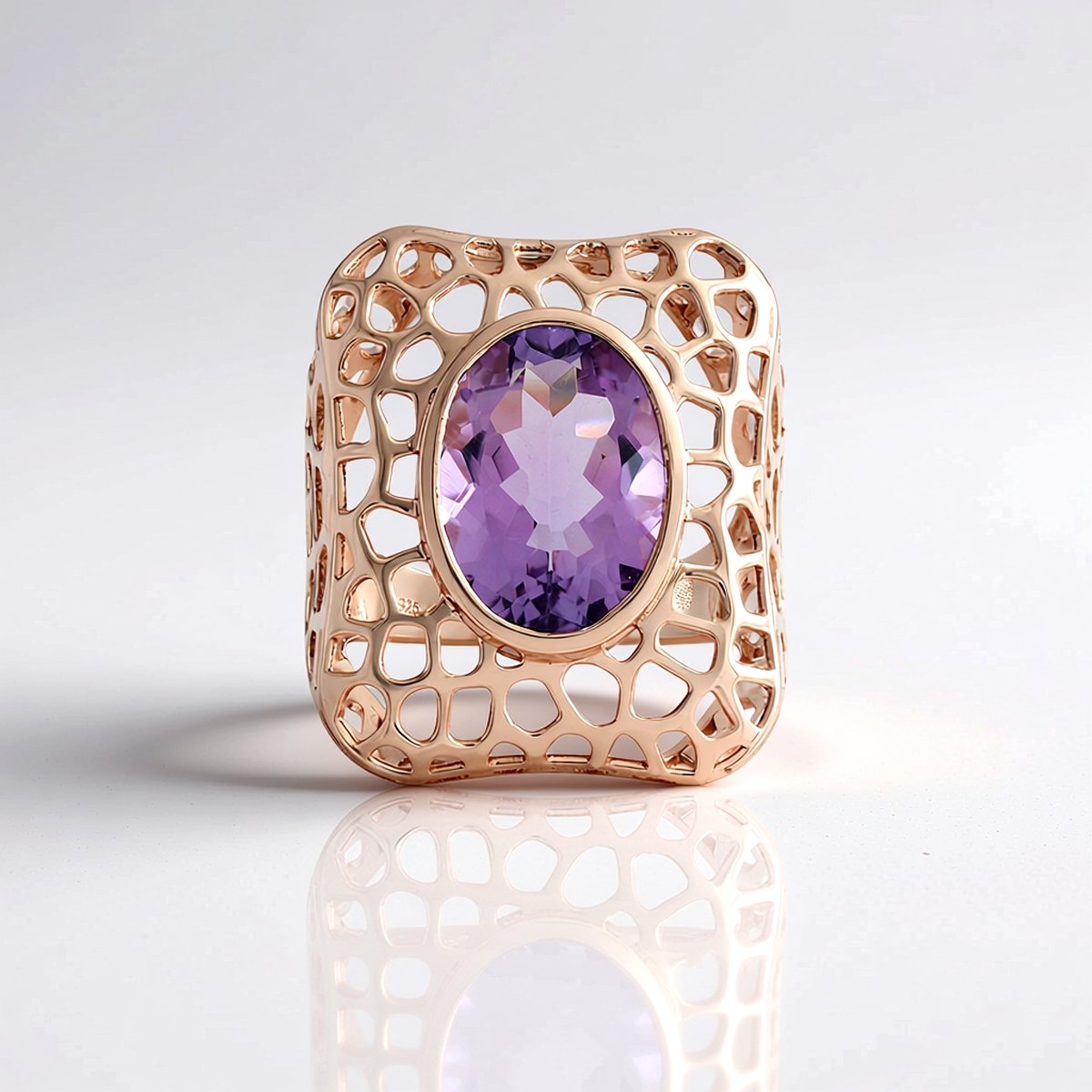 Cavill - Lavendel Amethist Ring 5,85 ct - 925 Sterling Zilver - 18K Roségoud Verguld - Elegant Filigrain Luxe Damesring - Braziliaanse Edelsteen
