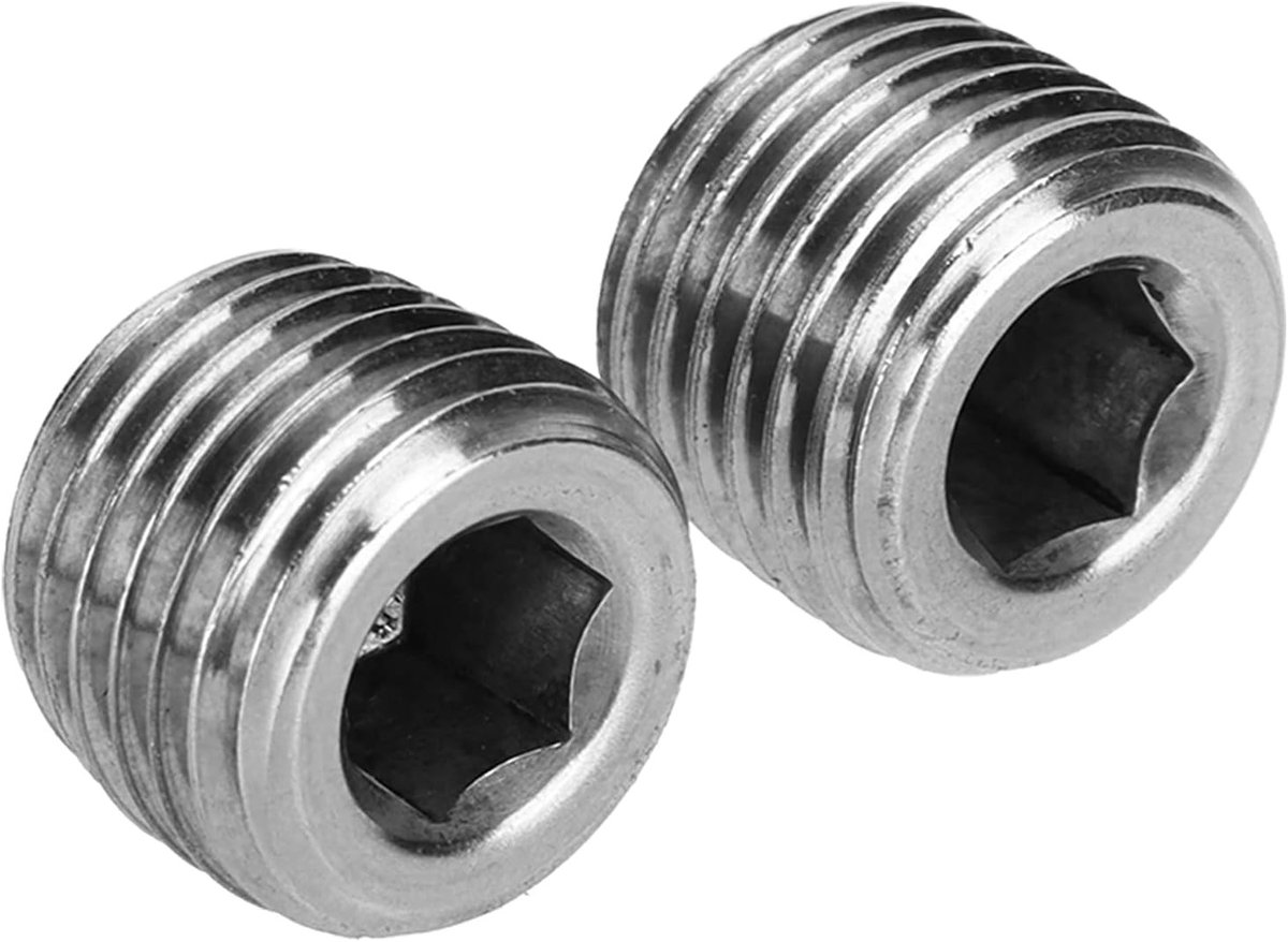 Draadplug voor Pijpen 2 Stuks 1/4 inch NPT Mannetje RVS Met Inwendige Zeskant Draadverbinding voor Universeel Gebruik