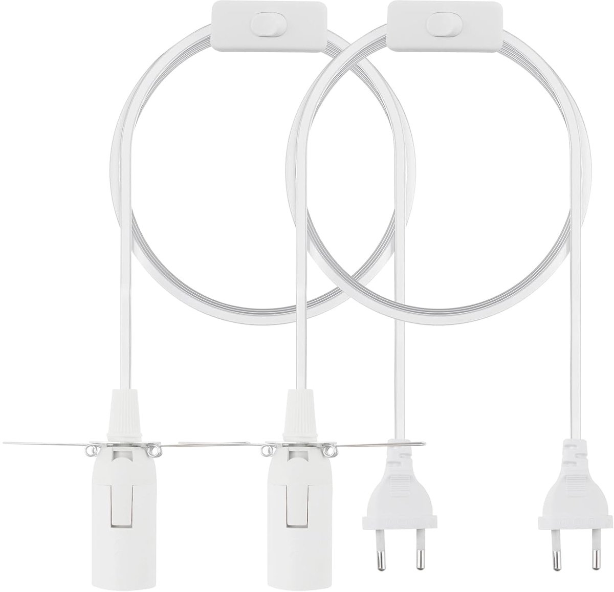 2 stuks E14-fitting met kabel en schakelaar, 3 m lamphouder