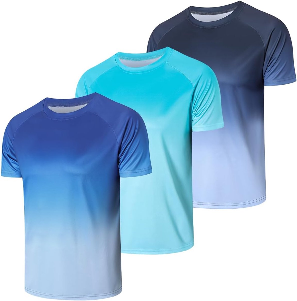 Rashguard UV-hemd voor heren, UPF 50+, UV-zwem-T-shirt, zonwering, ademend, sneldrogend, voor surfen in de open lucht, 3 stuks