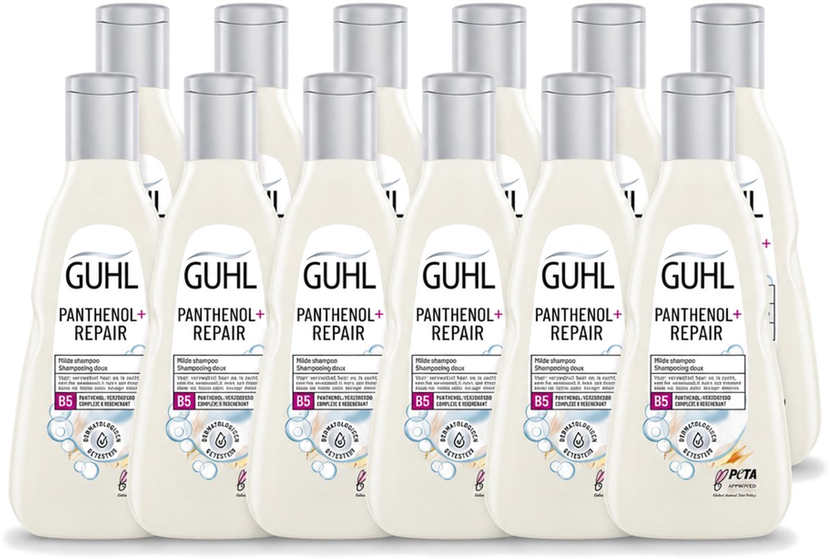 12 x Guhl – Shampoo – Panthenol+ Repair – 250 ml - Voordeelverpakking - 12 stuks
