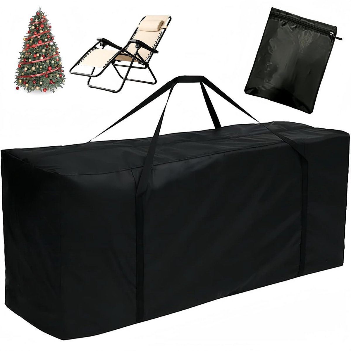 Opbergtas van 210D Oxford-weefsel voor buiten, opbergtas weerbestendig en stofdicht met handgrepen voor tuinmeubelkussens, tuinkussens en kerstboom (122 x 38 x 55 cm)