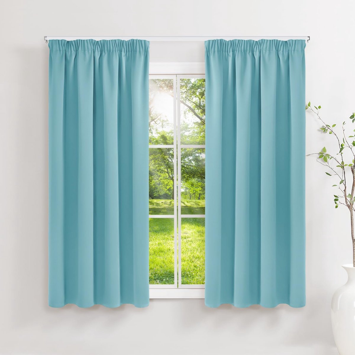 140 x 160 cm (b x h), 2 stuks met plooiband, bescherming tegen kou en hitte, ondoorzichtig, uv-bescherming, decoratie voor binnen, slaapkamer, woonkamer