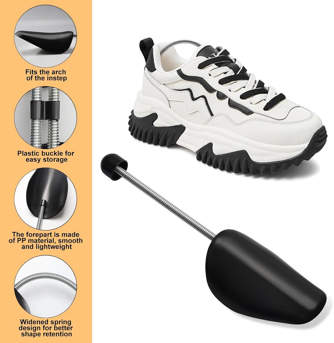6 paar schoenspanners voor heren, verstelbaar, voor volwassenen, boom, schoenspanners van kunststof, vorm voor schoenen met veerspanning, spoel, variabele maat 38-47, voor schoenen, casual leren