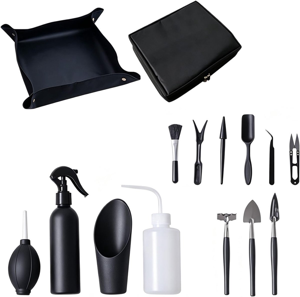 15 stuks met waterdichte ompotmat en opbergtas, mini-tuingereedschap, tuingereedschap, bonsai-verzorgingsgereedschap, bonsai-gereedschapsset voor kamerplanten, bonsai, cactussen