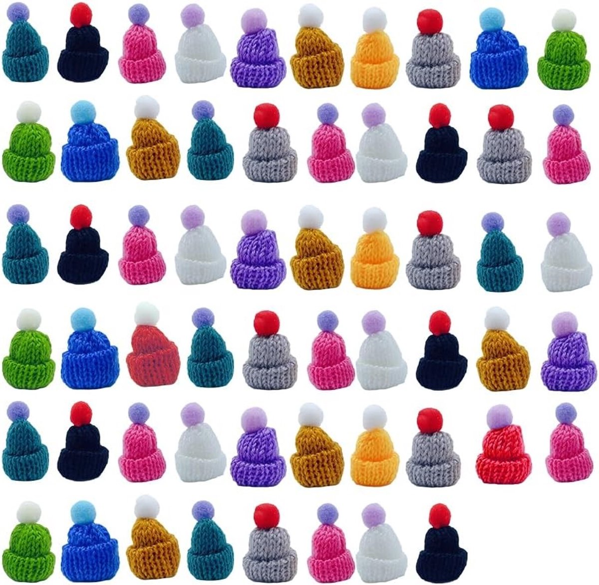 Mini Breihats voor Kerst, 58 Stuks, Schattige Decoratieve Hoedjes voor Poppen en Creatieve Projecten in Diverse Kleuren