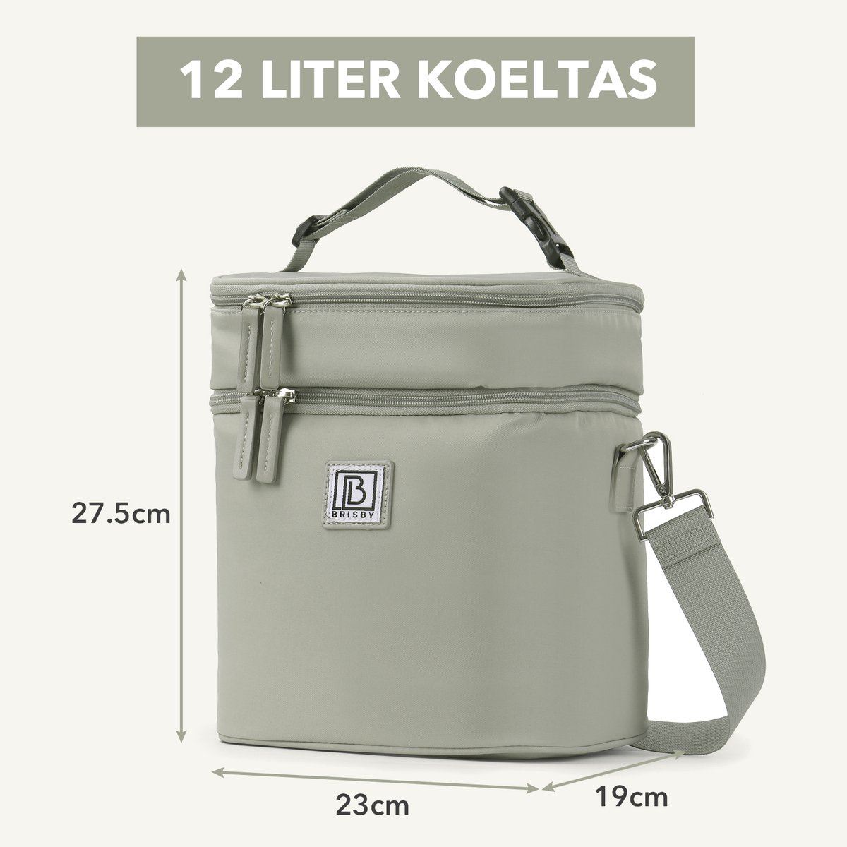 Brisby Kolftas 12 Liter – Koeltas voor Moedermelk & Borstkolf – Kinderwagen Bevestiging – 2 Geïsoleerde Vakken – Inclusief 2 Koelelementen - Sage Green — cadeau in Cadeau-ideeën - foto 3