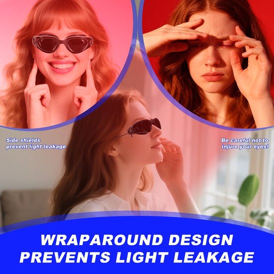 Bril voor Zonnebanken, Zonnebankbrillen Beschermende Brillen voor LED-Lichttherapie Thuisgebruik Beautyproducten Zonnebaden Inclusief Etui en Brillendoekje (Zwart) — afbeelding 5