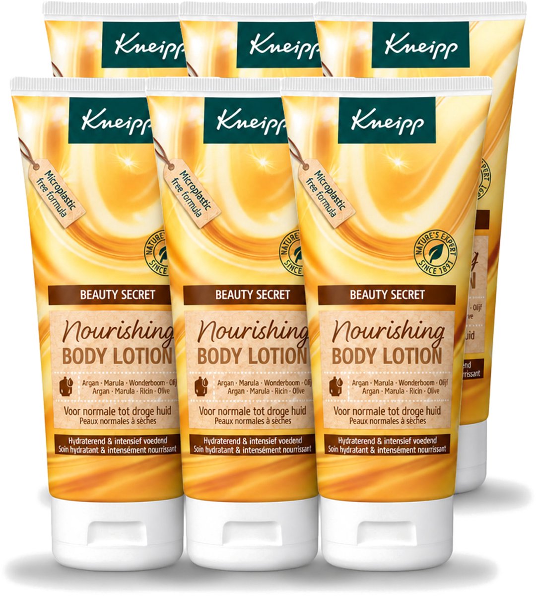 6 x Kneipp - Body lotion - Beauty Secret - Voor normale tot droge huid - 200 ml - Voordeelverpakking - 6 stuks