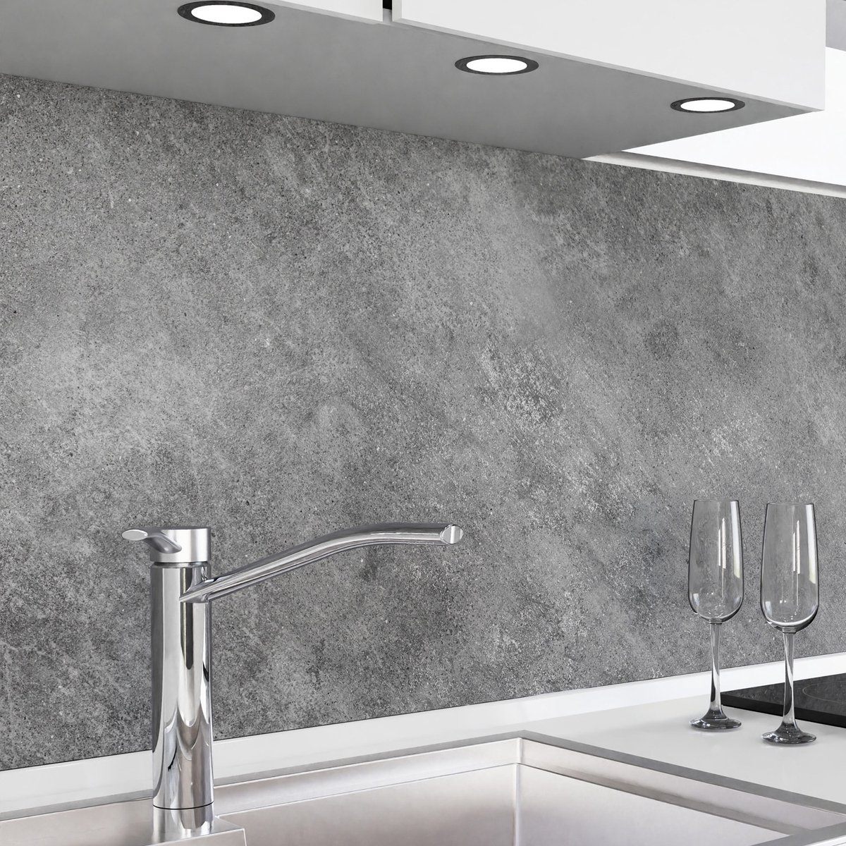 Keuken achterwand zelfklevend - Spatscherm keuken - Spatwand fornuis - Muurbeschermer - Verstevigde PET folie - 0,4 mm - Mat - Grijze Steen - 400 cm x 80 cm