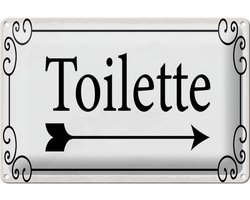 Blechschild Hinweis 30x40 cm Toilette Pfeil rechts Deko Schild