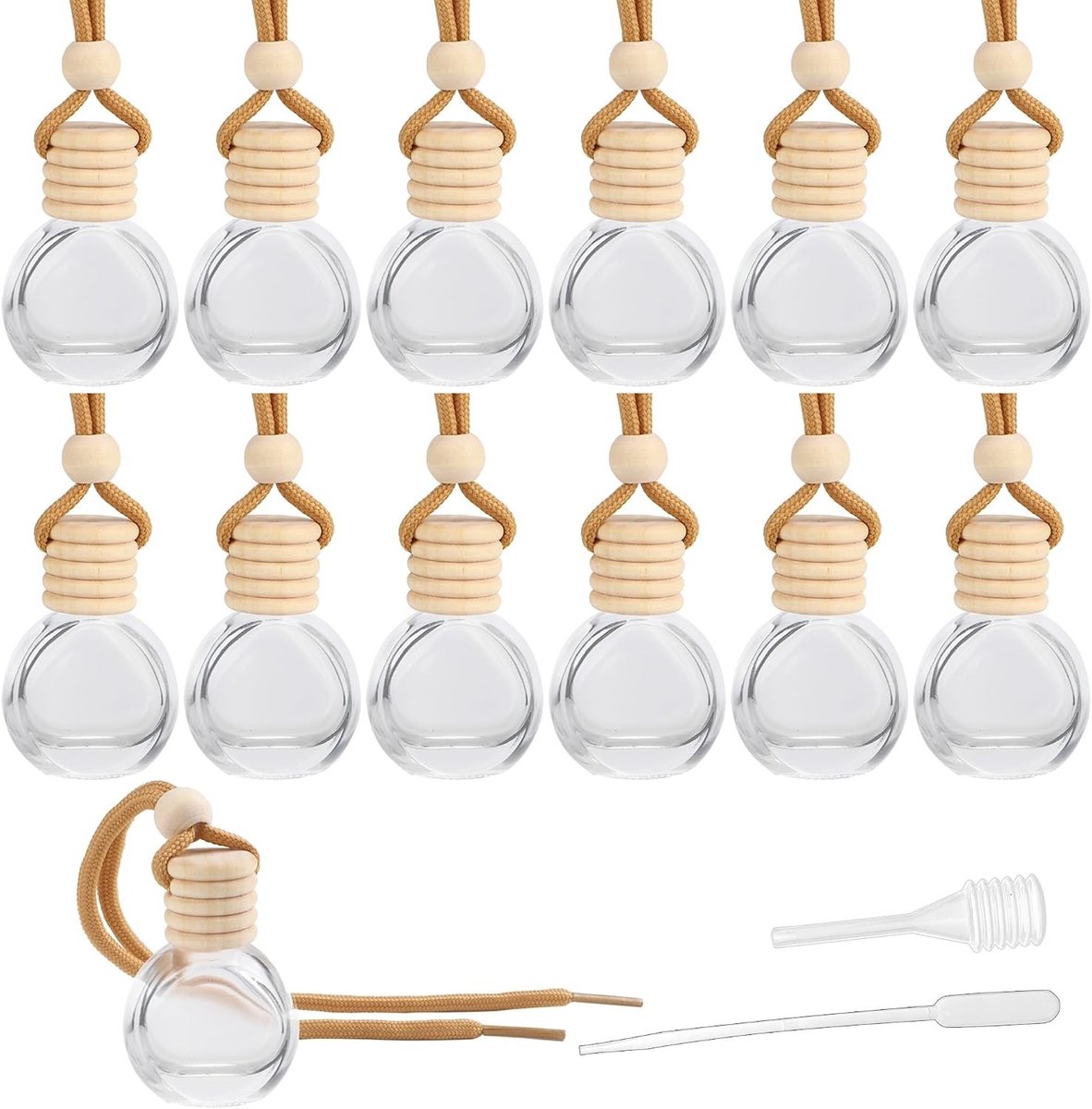 12 Stuks 10ml Lege Auto Parfum Flesjes, Aromatherapie Essentiële Olie Diffuser, Luchtverfrisser voor Auto en Thuis met Rond Ontwerp