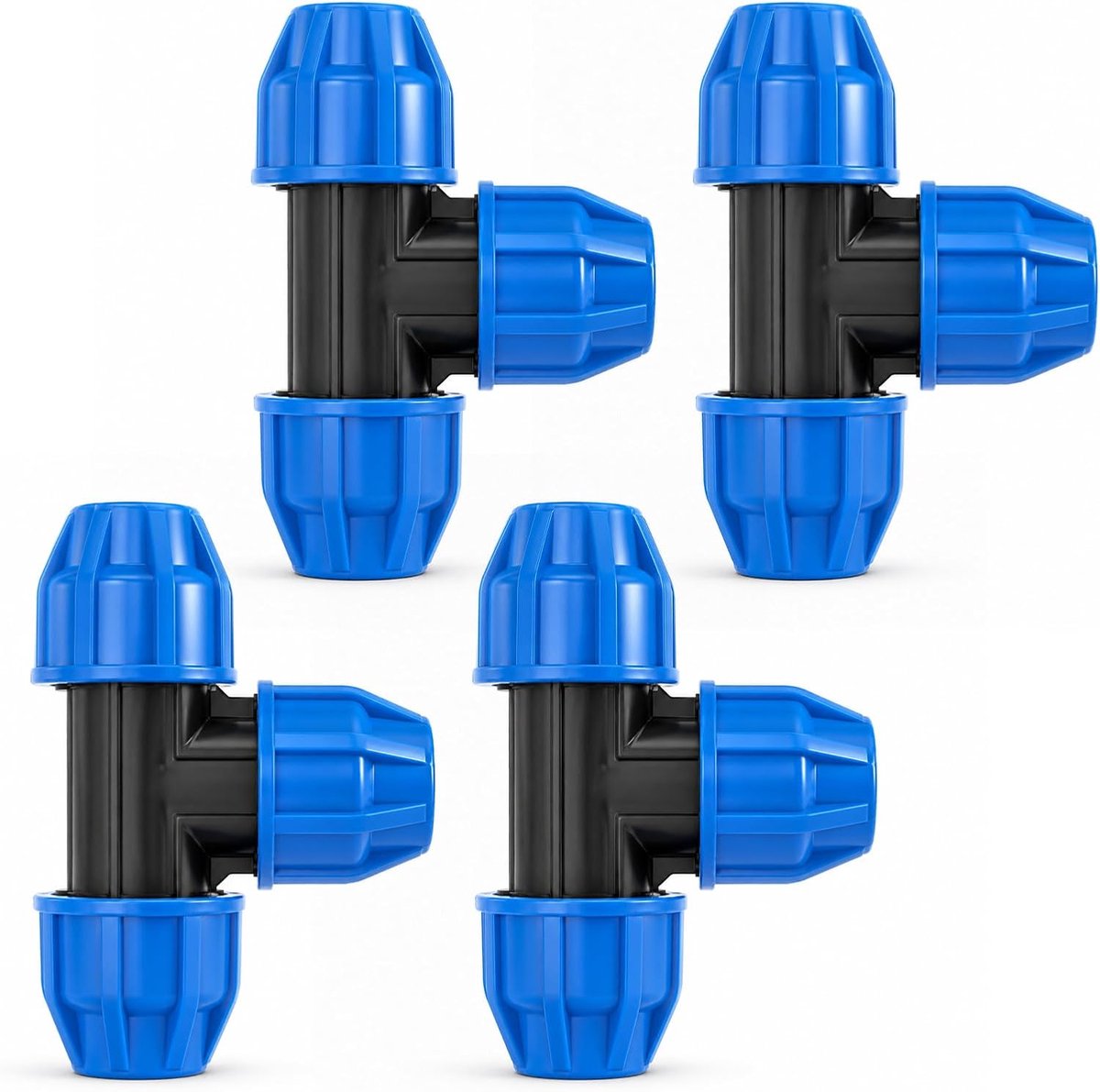 PP fitting 25 mm set - 4 stuks - snelkoppeling T-stuk - ideaal voor irrigatiesystemen - ShopVlot