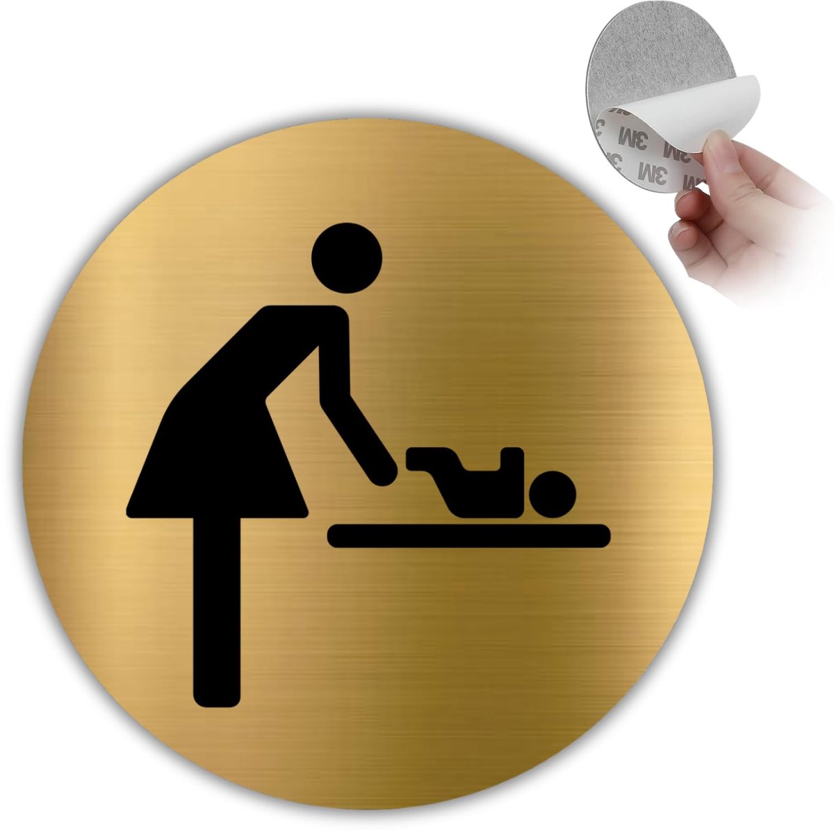 Verschoontafel Bord - Ø 10 cm - Aluminium - Goud Kleur - Stijlvol voor Familietoilet - ShopVlot