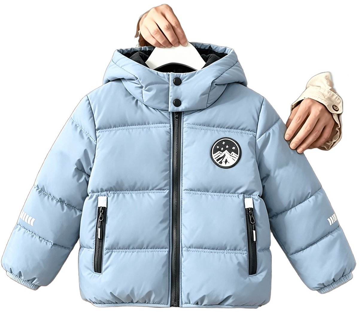 Currero Winterjas Parka Jongens Lange Jas Wintermantel Overjas Gewatteerd Waterdicht Winter Stijlvol Mantel Kinderen Lichtblauw 7-8 Jaar