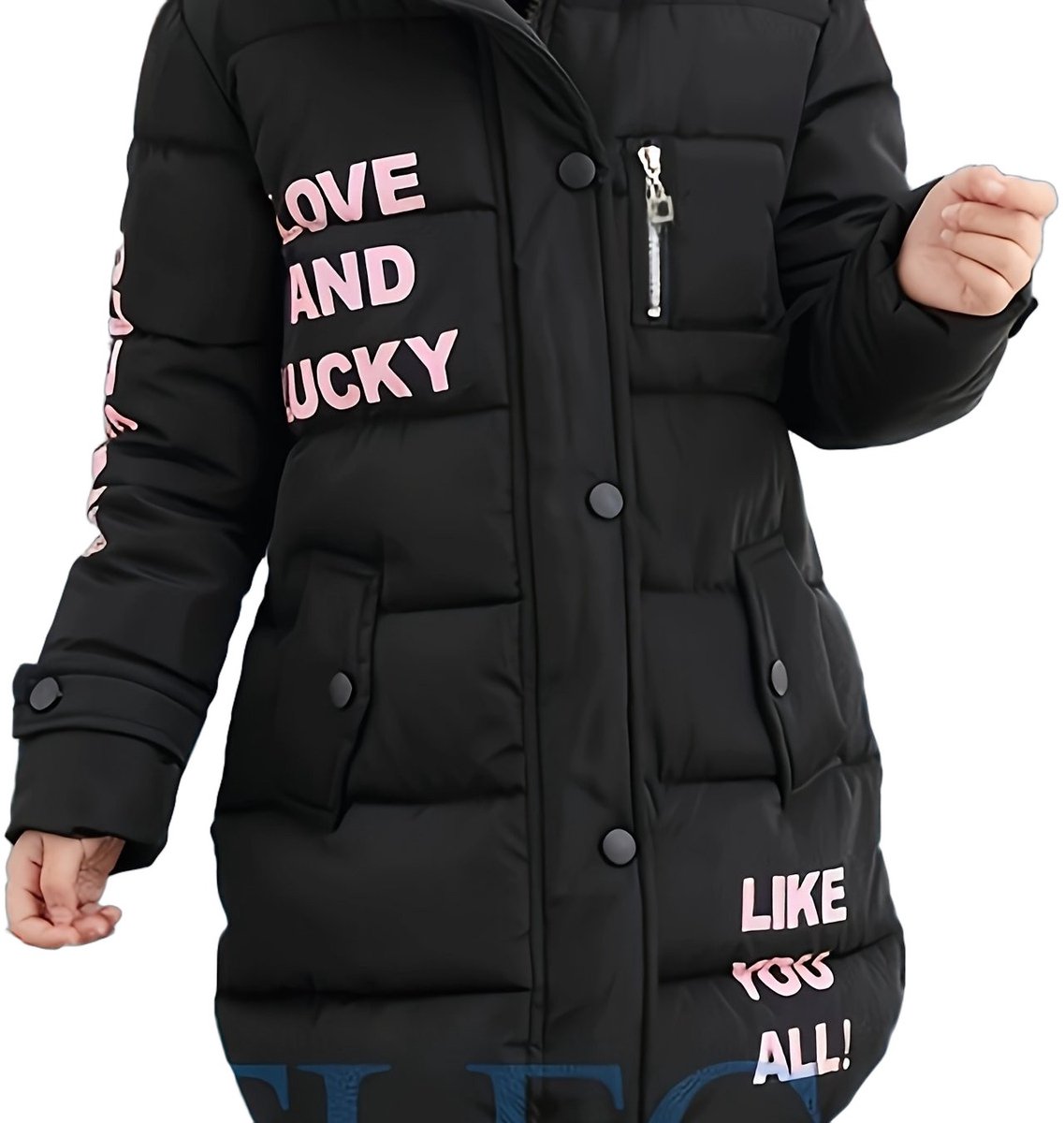 Currero Winterjas Parka Meisjes Lange Jas Meisje Wintermantel Overjas Gewatteerd Waterdicht Winter Stijlvol Mantel Kinderen 9-10 Jaar Zwart