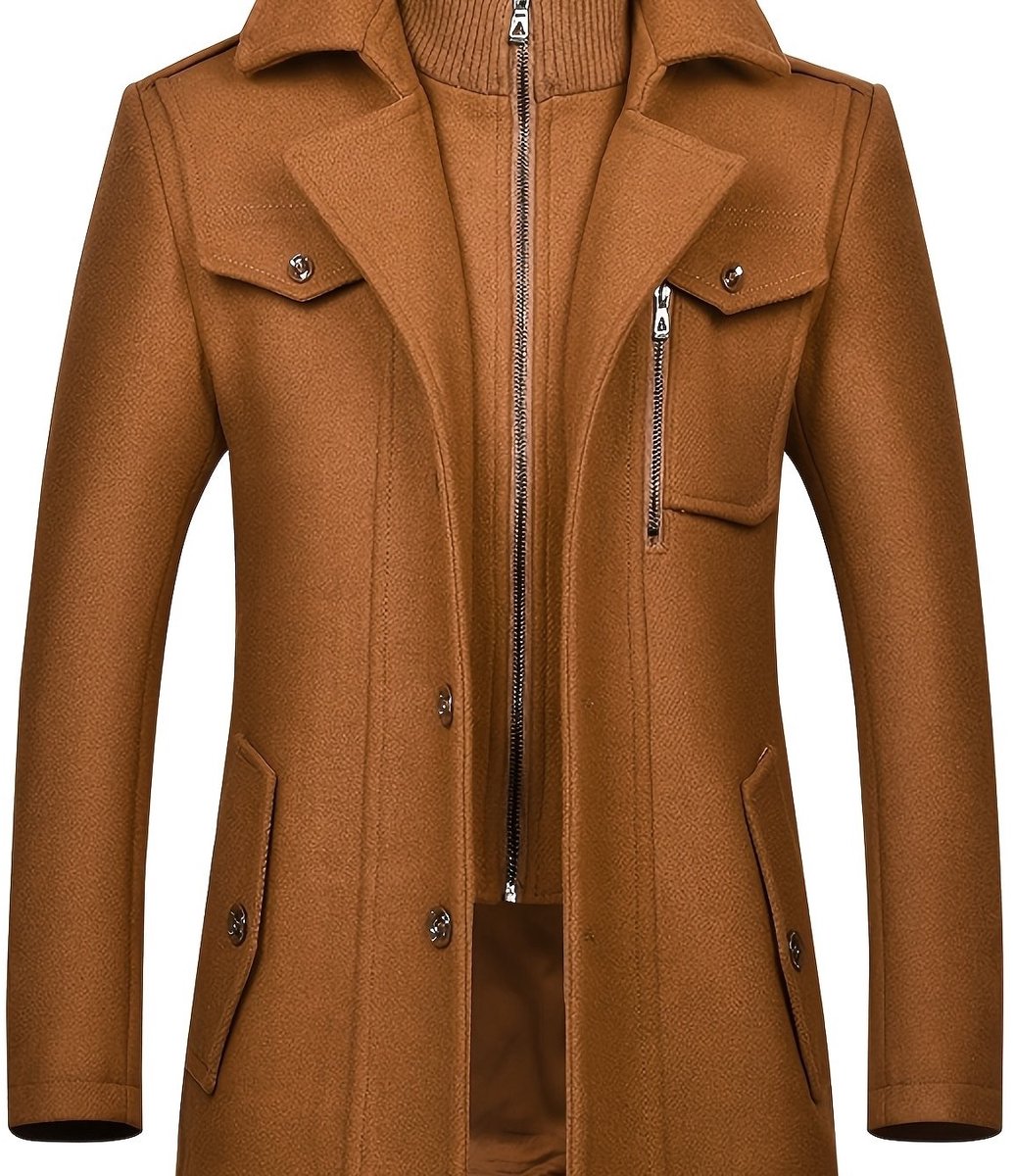 Currero Winterjas Parka Heren Lange Jas Mannen Wintermantel Overjas Gewatteerd Waterdicht Winter Stijlvol Mantel Volwassen Kameel Geel