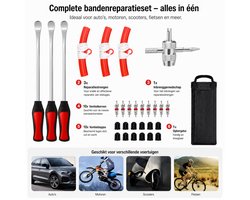 Bandenlichter Set 29 Delig - Bandenwissel Gereedschap -Verlengde Bandenwissel Gereedschap - Bandenreparatieset voor Auto en Motor - met Opbergtas
