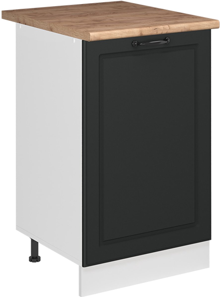 Vicco Keukenonderkast R-Line, Antraciet landelijk/Wit, 50 cm goudkleurig eiken werkblad