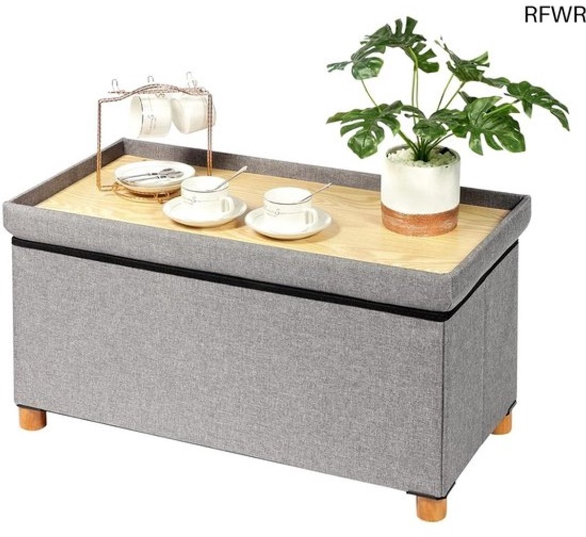 RFWR® Zitbank met opbergruimte, inklapbaar en rechthoekig voor woonkamer en slaapkamer - 76 x 38 x 38 cm
