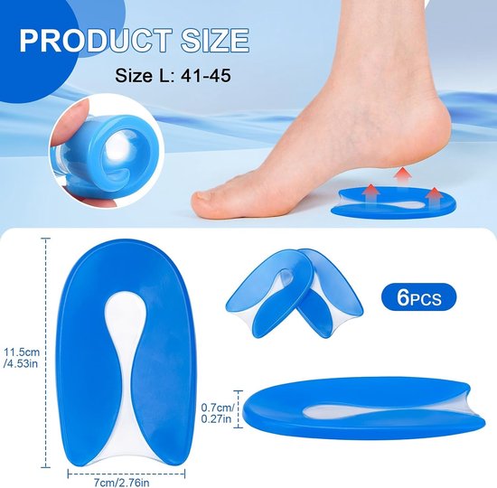 Comfortabele inlegzolen voor hielspoor, gelkussens voor achillespees, beschermende hielpads voor schoenen, unisex ontwerp, ideaal voor dagelijks gebruik. — afbeelding 5