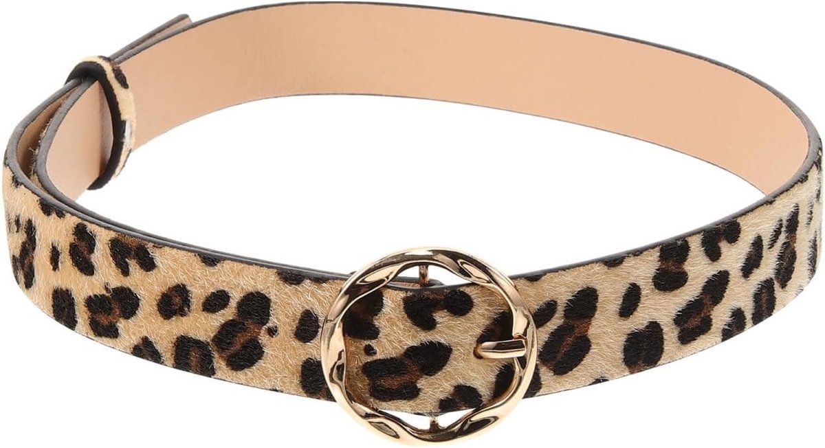 Brede damesriem voor jurken van leer met luipaarddecor, perfect voor elke outfit en stijl