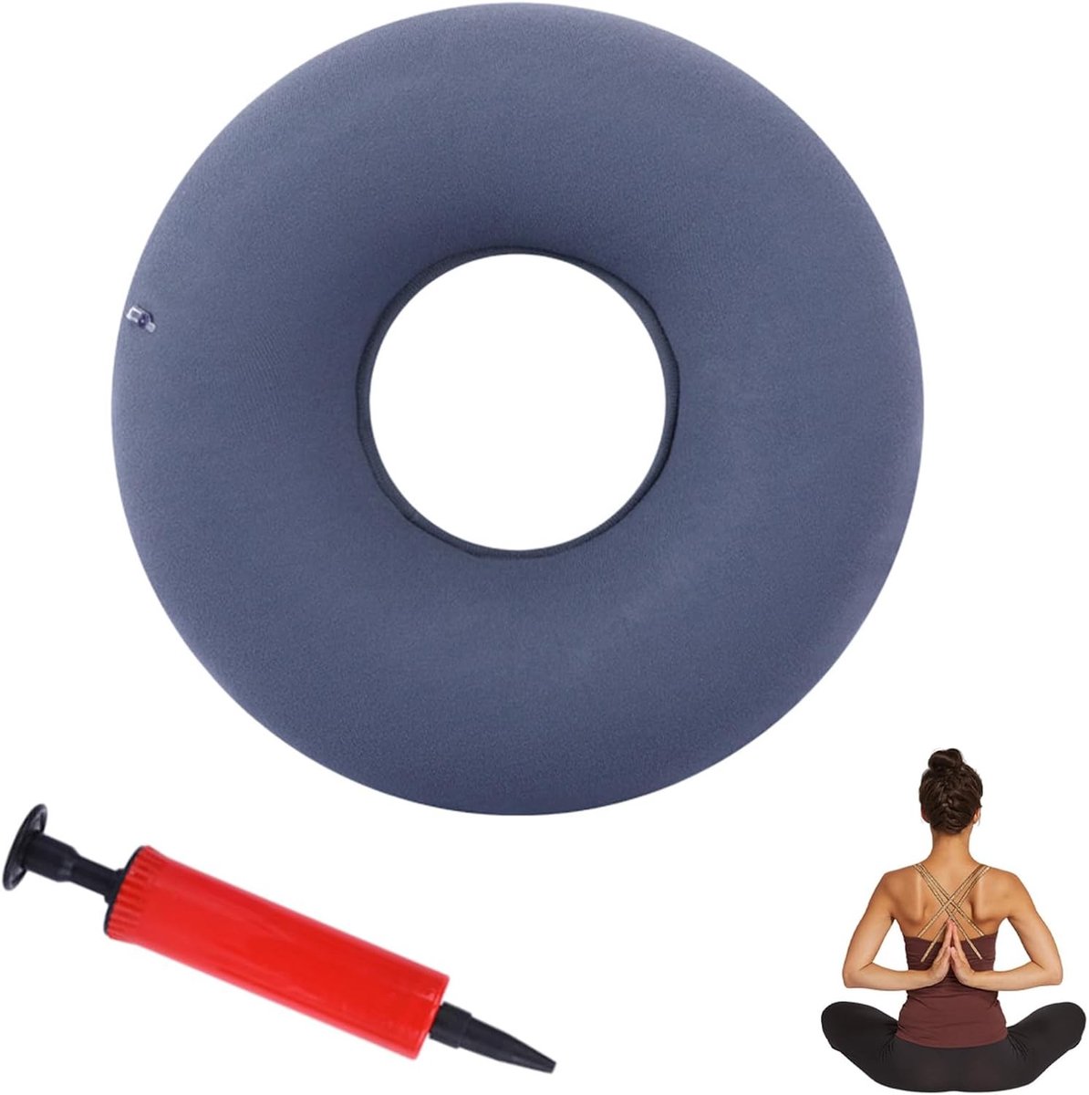 Zitkussen voor optimale stuitbeenontlasting, ergonomisch ontwerp en verstelbare pomp