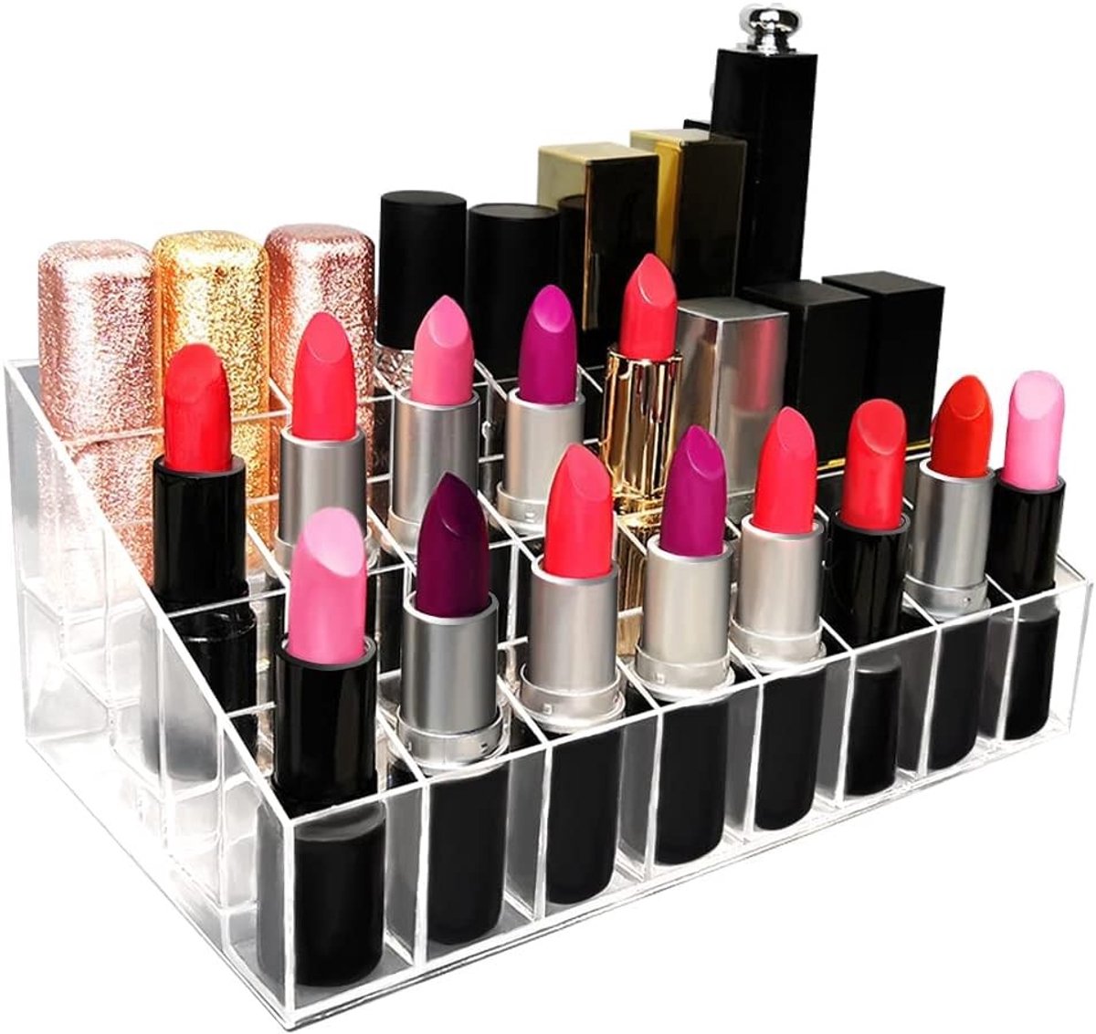 Lipstick Organizer en Houder voor Cosmetica - Transparante Stand voor 40 Lippenstiften, Makeup Organizer, Opberghouder voor Schoonheid