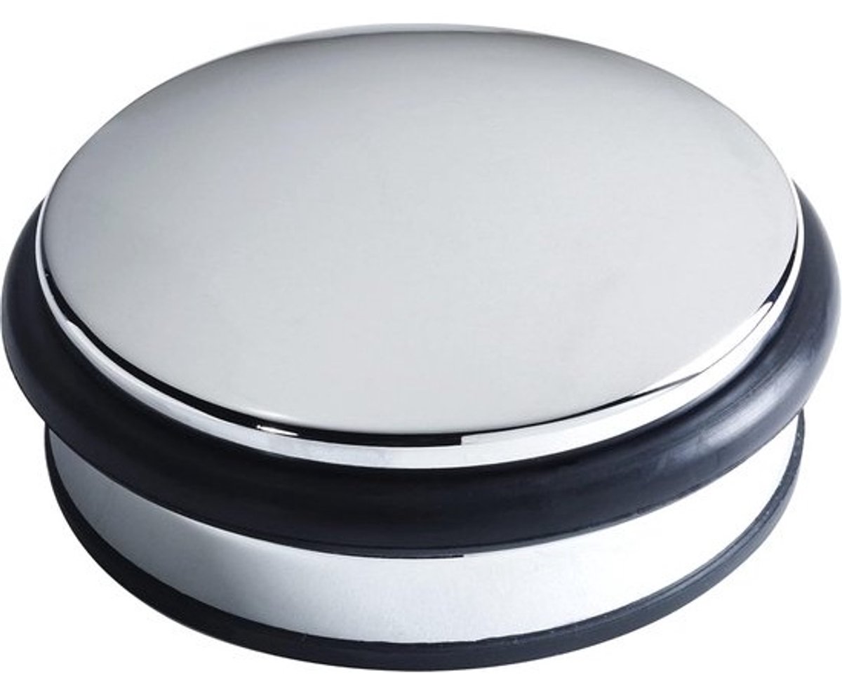 Zware deurstop in gepolijst chroom, 10 cm, 1.2 kg