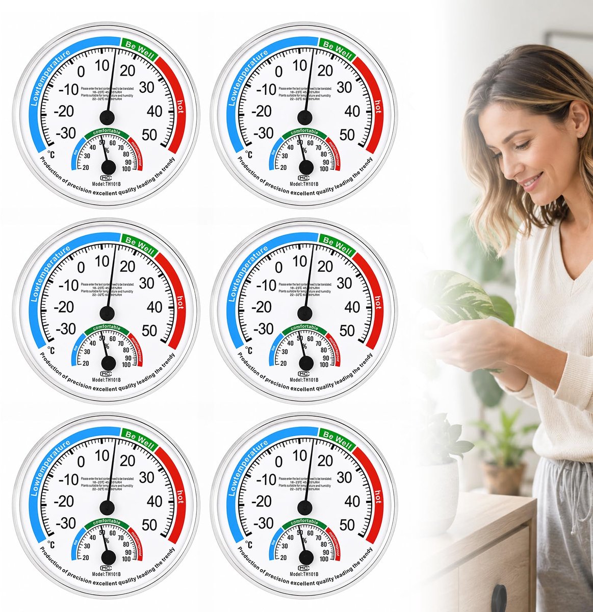 Thermo-hygrometer set van 6 - 13 cm - precisie-instrument - voor optimale kamerklimaatregeling - ShopVlot