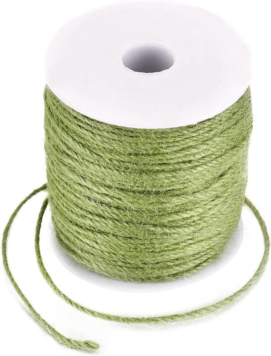 2mm Natuurlijke Jute Touw Hennep Touw String Cord voor DIY Art Craft Gift Wrapping Tuinieren - GeelGreen