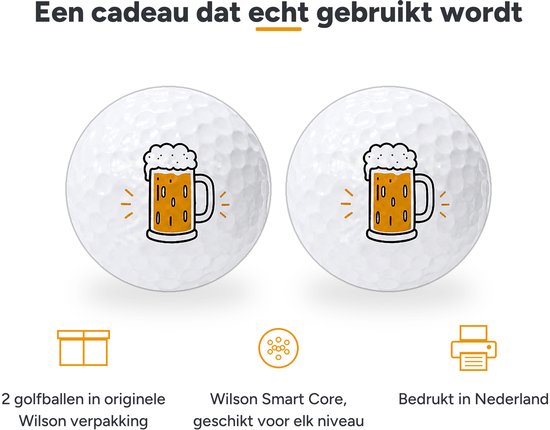 Wilson Golfballen Biertje - Feest Golf Cadeau - 2 stuks - Golfbal met Opdruk — afbeelding 3
