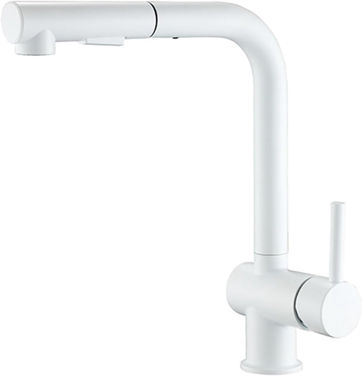 Keukenkraan, keukenkraan met 360° draaibare handdouche, enkele handgreep, koud en warm water, 2 modi, kraan voor keukenspoelbak, uittrekbaar, wit