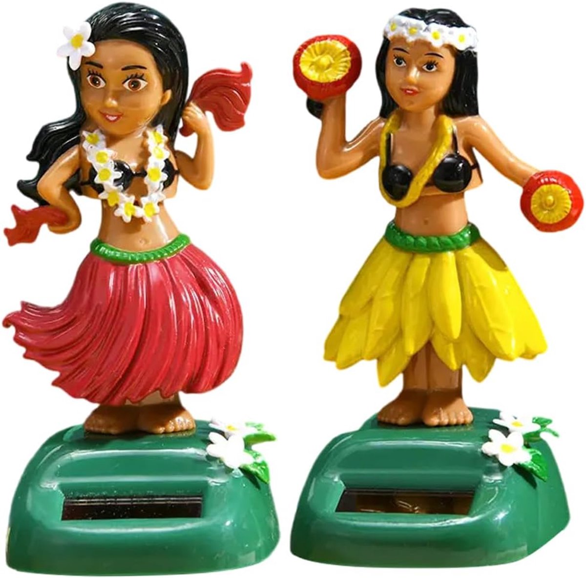 Bobblehead Hawaii Figuur, Auto Dashboard Ornament met Schuddend Hoofd, Wit, 8CM, voor Vensterbank, Kantoor en Bureau