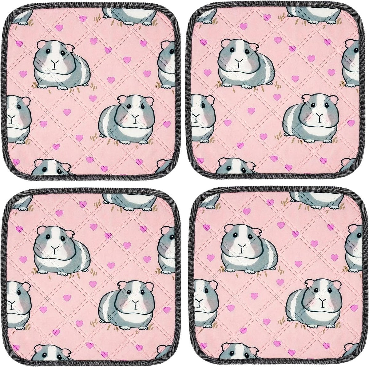 Urine-pads voor cavia's, 30 x 30 cm, absorberende urinepads voor konijnen, absorberende urinemat voor kleine dieren, wasbaar en herbruikbaar, 4 stuks