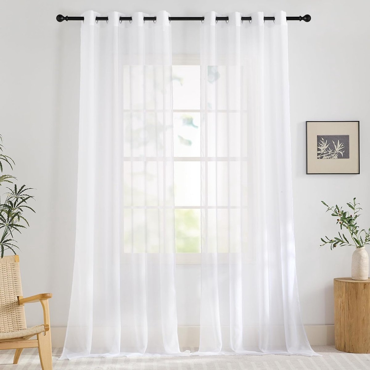 Gordijnen Kant en Klaar Vitragegordijnen voor Woonkamer Slaapkamer Studeerkamer Kinderkamer Living Room Voile Curtains Pure Transparante Raamgordijnen,140B x 240H cm (2 Panelen),Wit