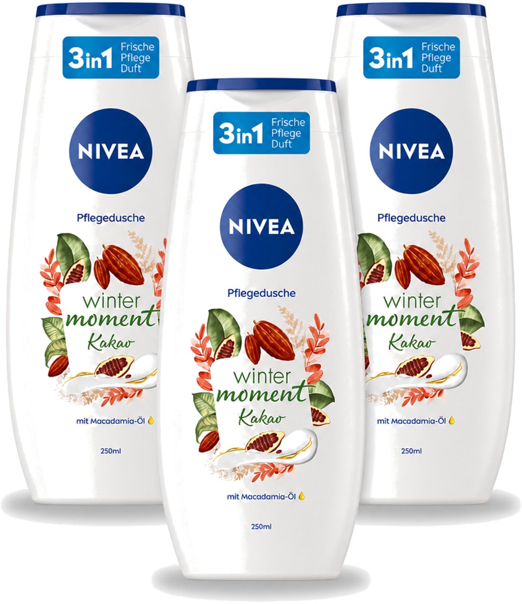 3 x Nivea - Douchegel - Winter Moment Cacao - 250 ml - Voordeelverpakking - 3 stuks