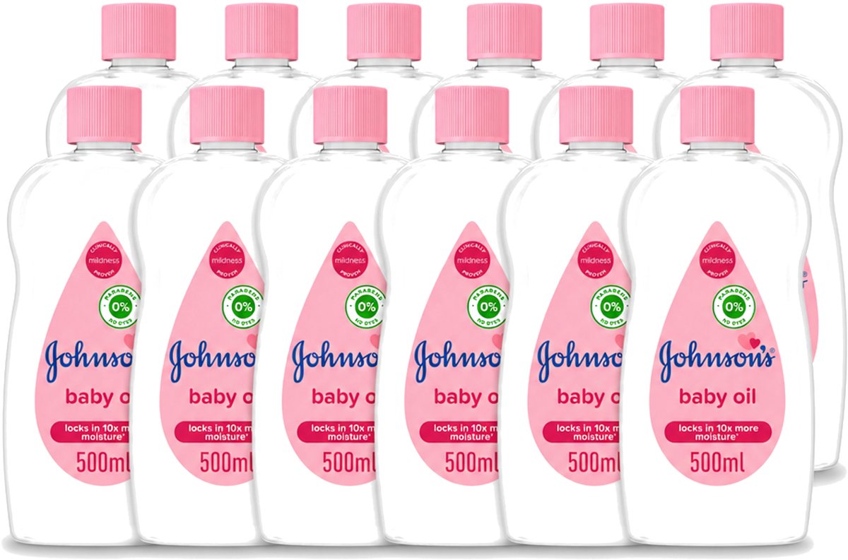 12 x Johnson's - Baby Olie - Verzachtend - Hydraterend - 500 ml - Voordeelverpakking - 12 stuks