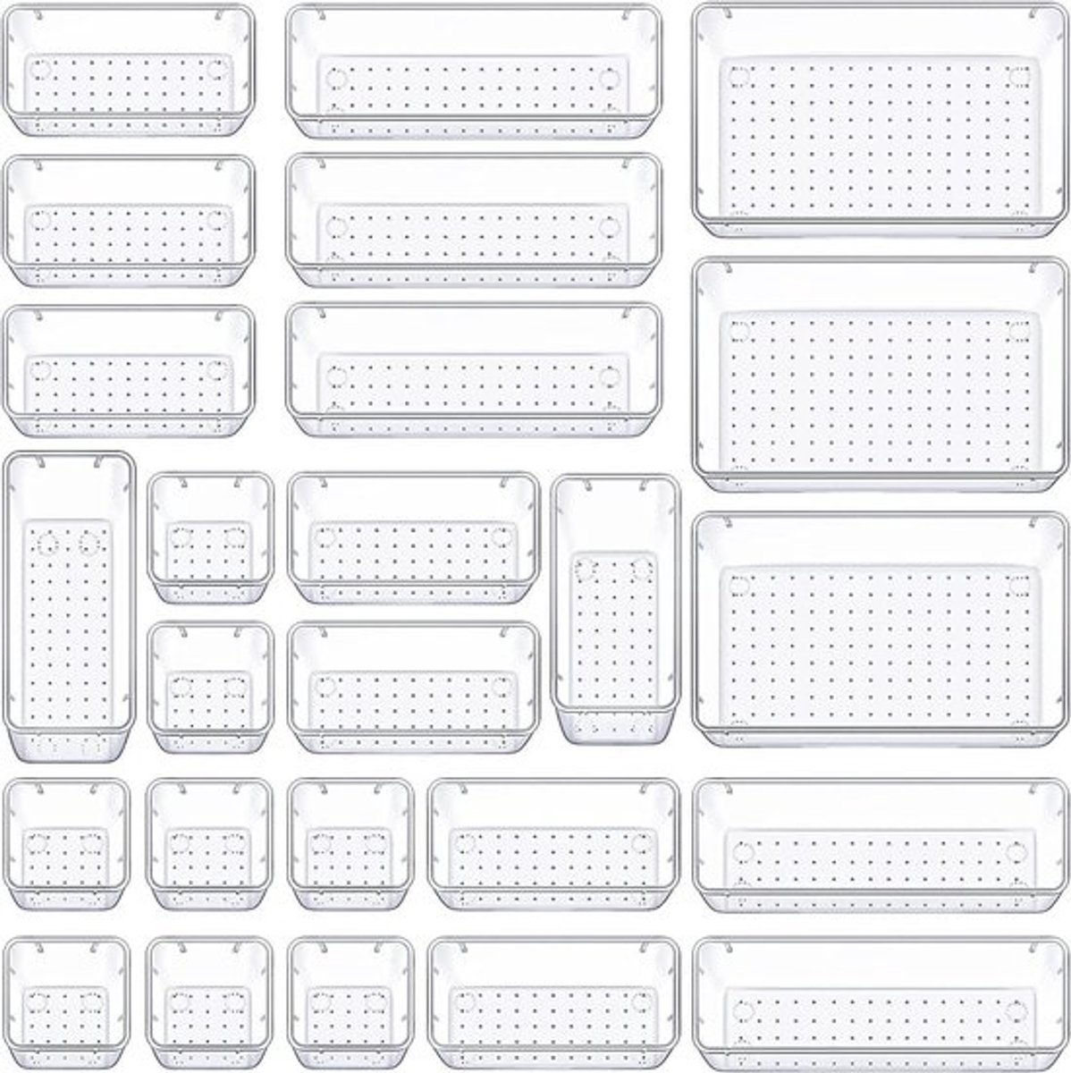 Opbergsysteem - 25 stuks - schuifladen - make-up organizer - transparant - kunststof - make-uptafel - keuken - badkamer - kantoor