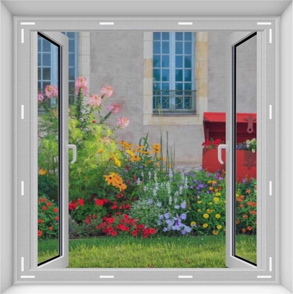 150 x 150 cm Magnetisch Raamscherm - Verstelbaar Muggennet - Houdt Insecten en Muggen Buiten - Grijs