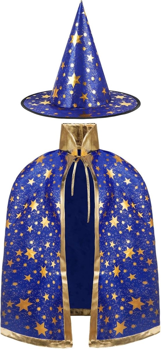 Tovercape voor Kinderen met Sterrenpatroon - Halloween Kostuum voor Meisjes, Magische Verkleedkleding en Accessoires voor Feestjes