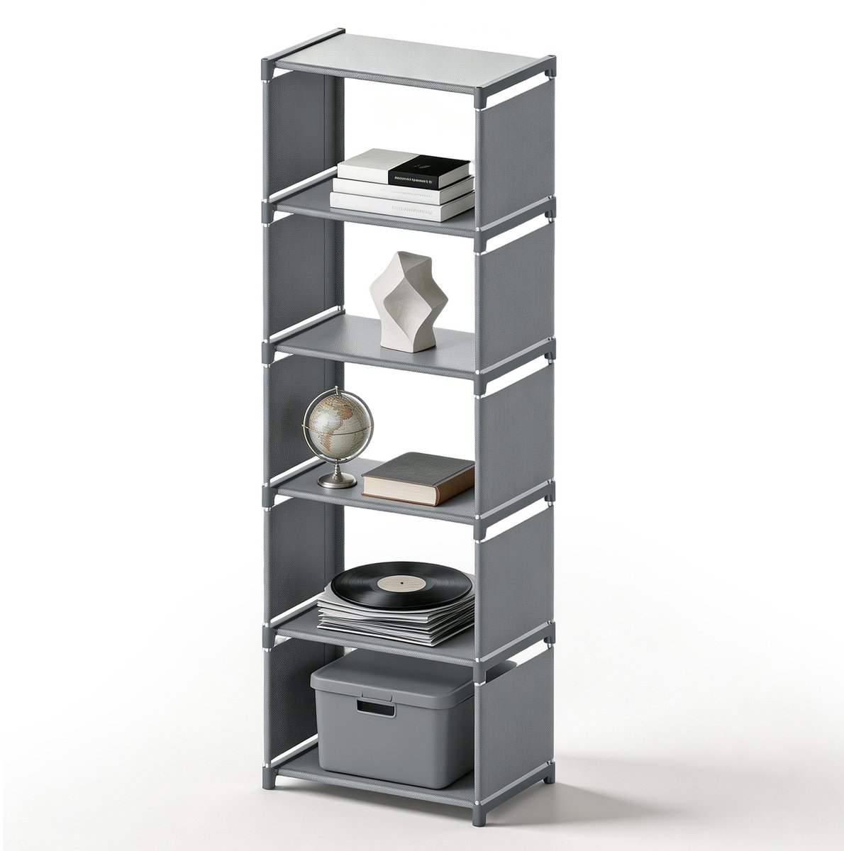 Soontrans - Boekenkast - 5 Lagen - Multifunctionele Opbergkast - Modern design Vakkenkast geschikt voor Woonkamer - Slaapkamer en Studeerkamer - Grijs
