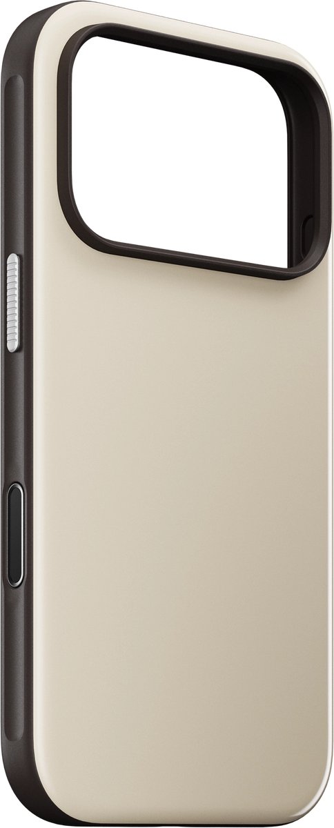 Nomad Sport hoesje iPhone 18 Pro – Bescherming tegen vallen van 2,5 meter – Compatibel met MagSafe en Qi opladen – Verwisselbare oranje zijknoppen - Beige
