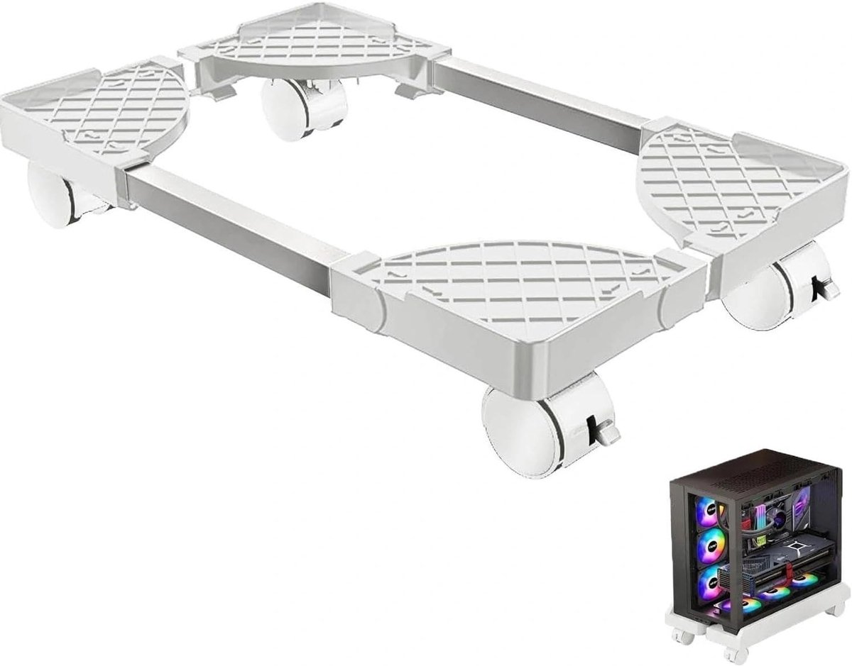 Onderbureau CPU Houder voor Gaming PC - Universele Desktop Steun met Vier Wielen en Verstelbare Hoogte