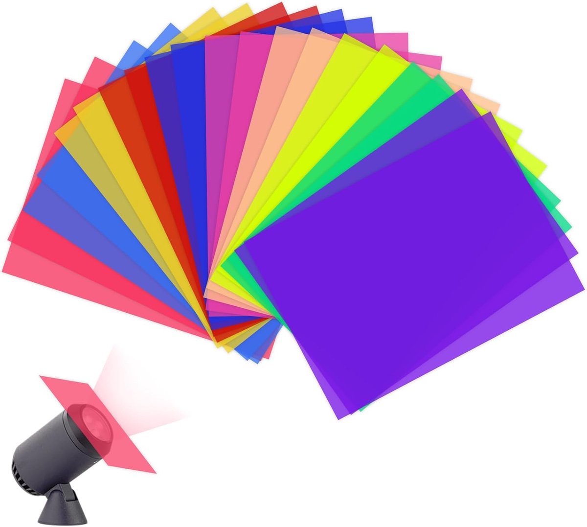 Set van 20 kleurenfilters, kleurcorrectiefilters, 10 kleuren, transparante kleurenfilters, A4-formaat, geschikt voor fotostudio's, feesten, decoraties en doe-het-zelfprojecten.